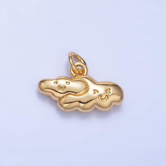 24k gold filled twin kids cloud charm happy face cartoon cloud charm | w020