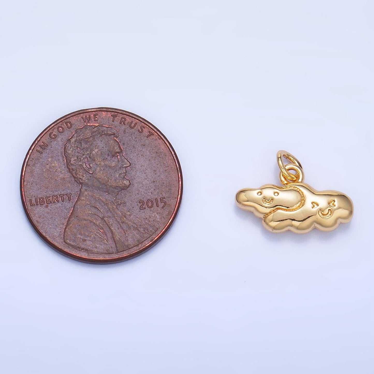 24k gold filled twin kids cloud charm happy face cartoon cloud charm | w020