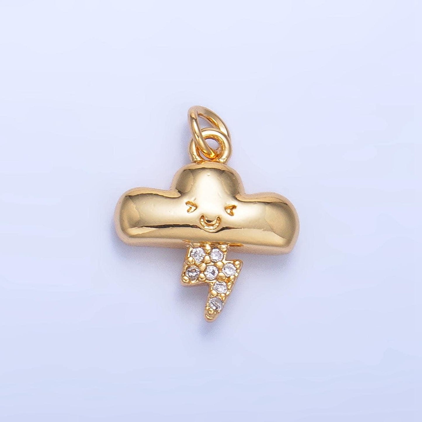 24k gold filled cz thunder kids cloud charm happy face cartoon cloud charm | w016
