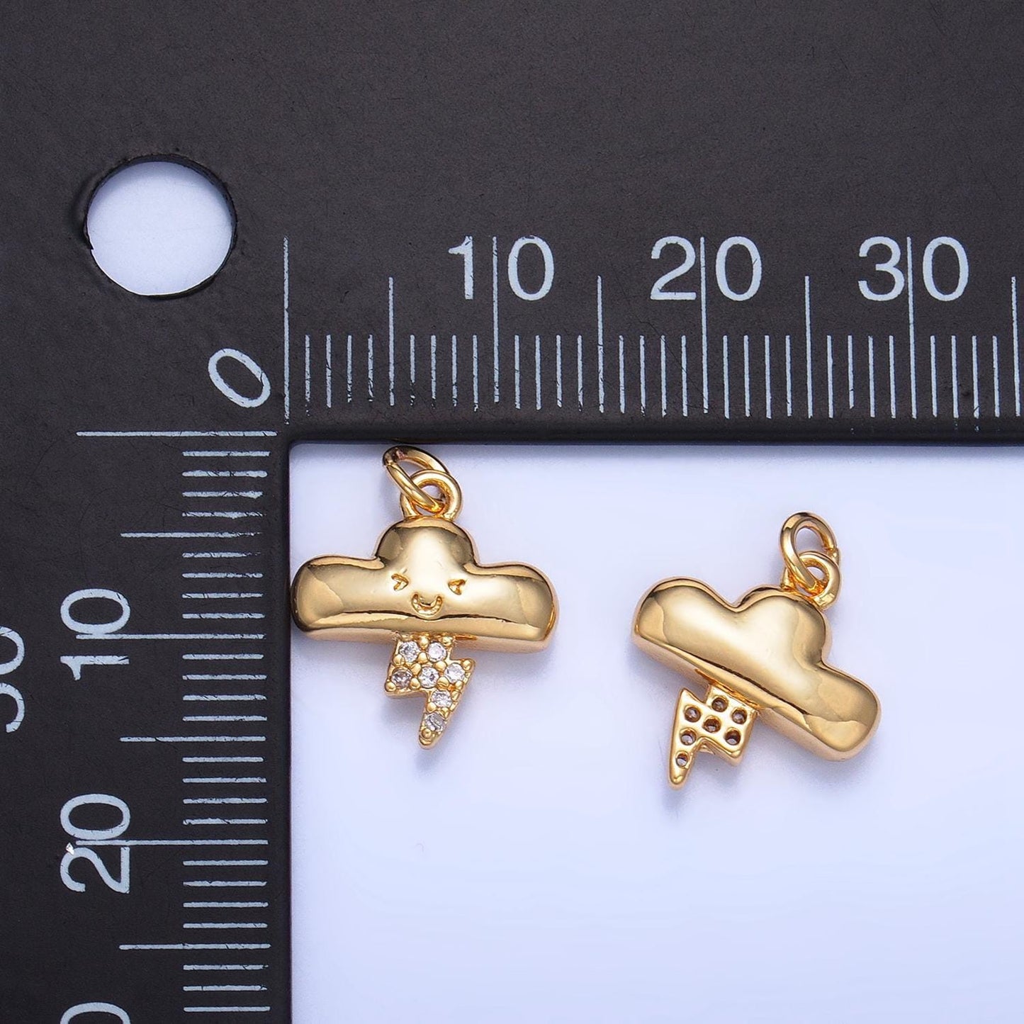 24k gold filled cz thunder kids cloud charm happy face cartoon cloud charm | w016