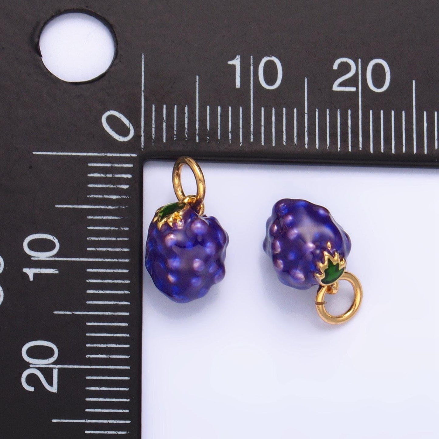 Mini multidimensional purple enamel grape fruit 24k gold filled charm | w-006