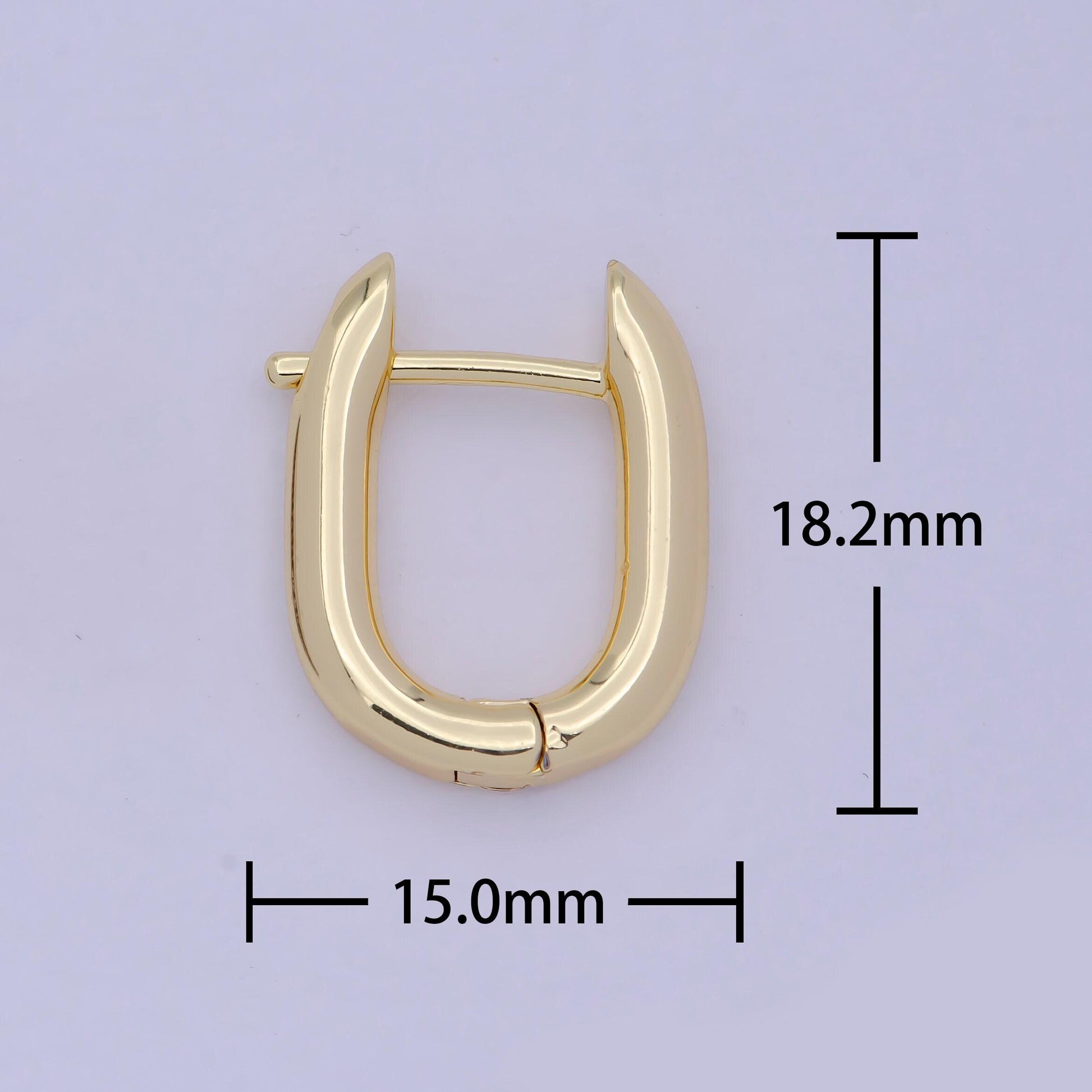 1 pair gold rectangular buckle huggie earrings, 14k gold filled horse shoe screw u-shaped earrings | v-368