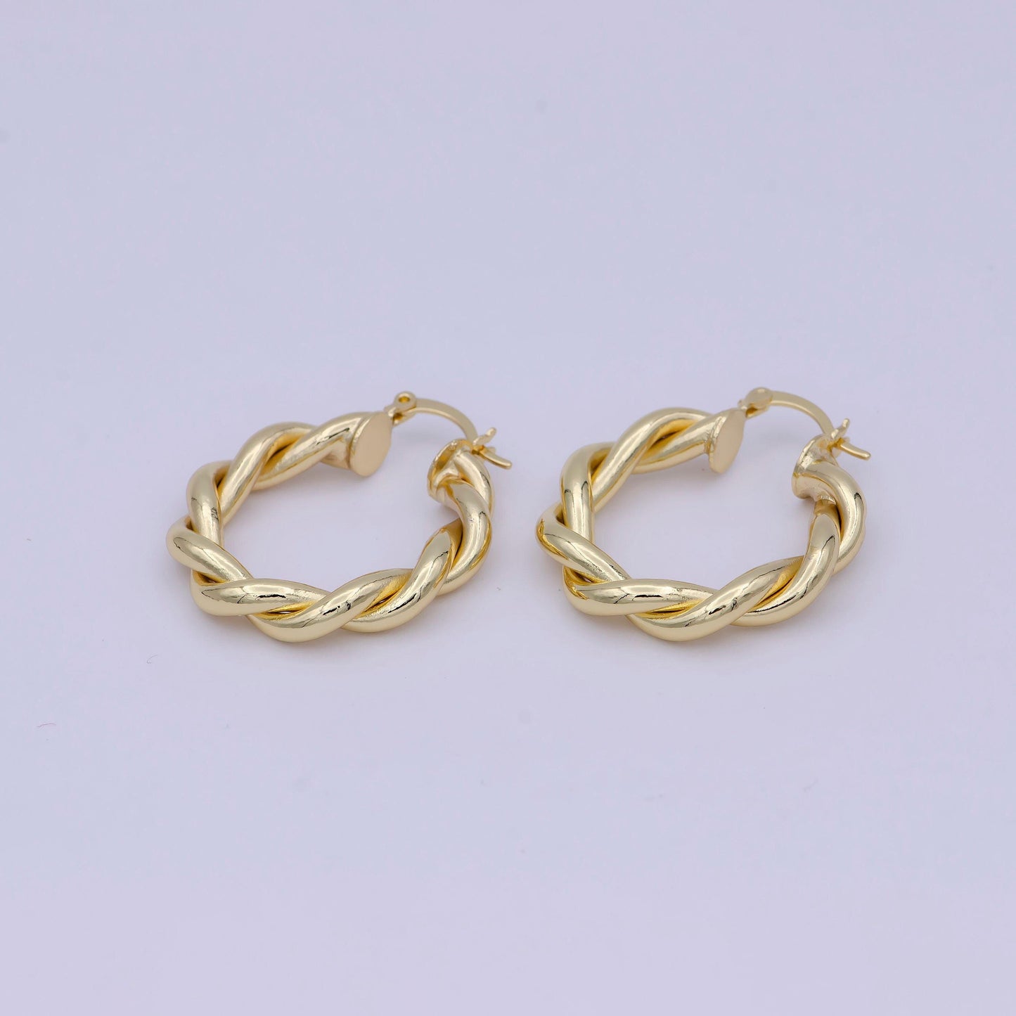 Gold circle twisted hoop, 24k gold fill hoop, twisted hoop, gold hoop earrings, dainty minimalist hoops wholesale jewelry t-335