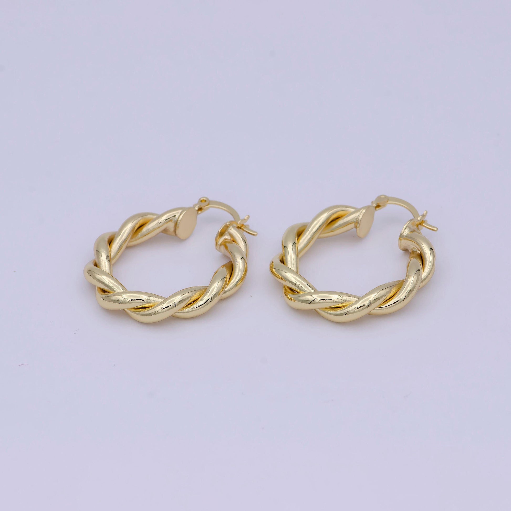 Gold circle twisted hoop, 24k gold fill hoop, twisted hoop, gold hoop earrings, dainty minimalist hoops wholesale jewelry t-335