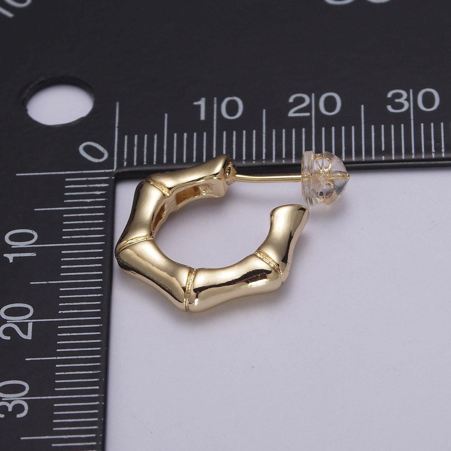 18k gold filled bamboo hoops, lightweight hoops, gold clasp hoops, everyday earrings great for birthday christmas gift t236