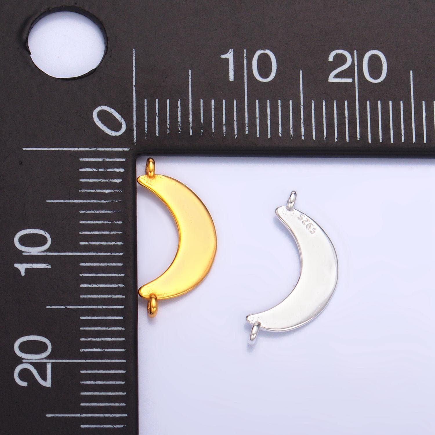 Dainty s925 sterling silver crescent moon charm connector gold vermeil moon link connector for bracelet necklace celestial jewelry | sl-512