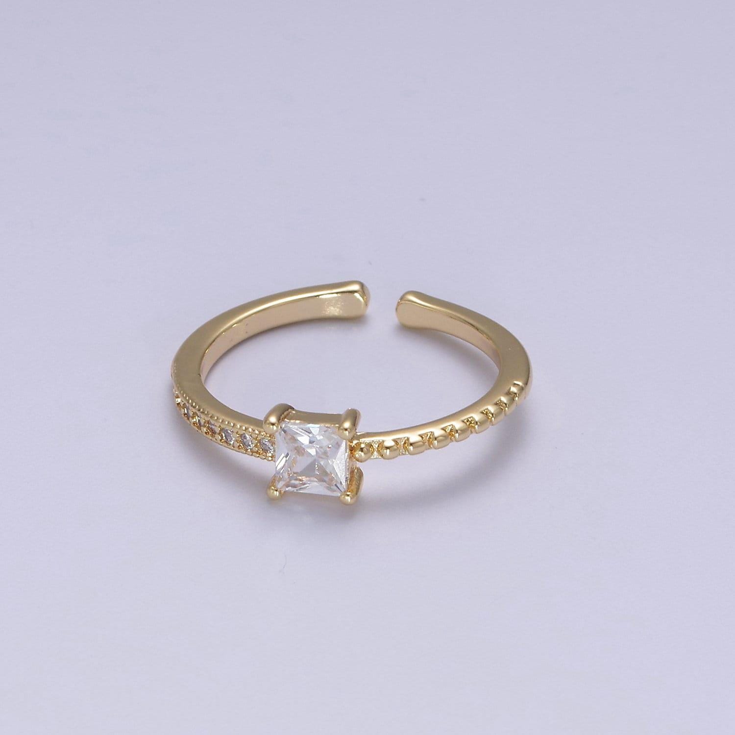 Minimalist dainty diamond gold ring, square diamond ring cz wedding band, statement ring, promise ring, gift for her