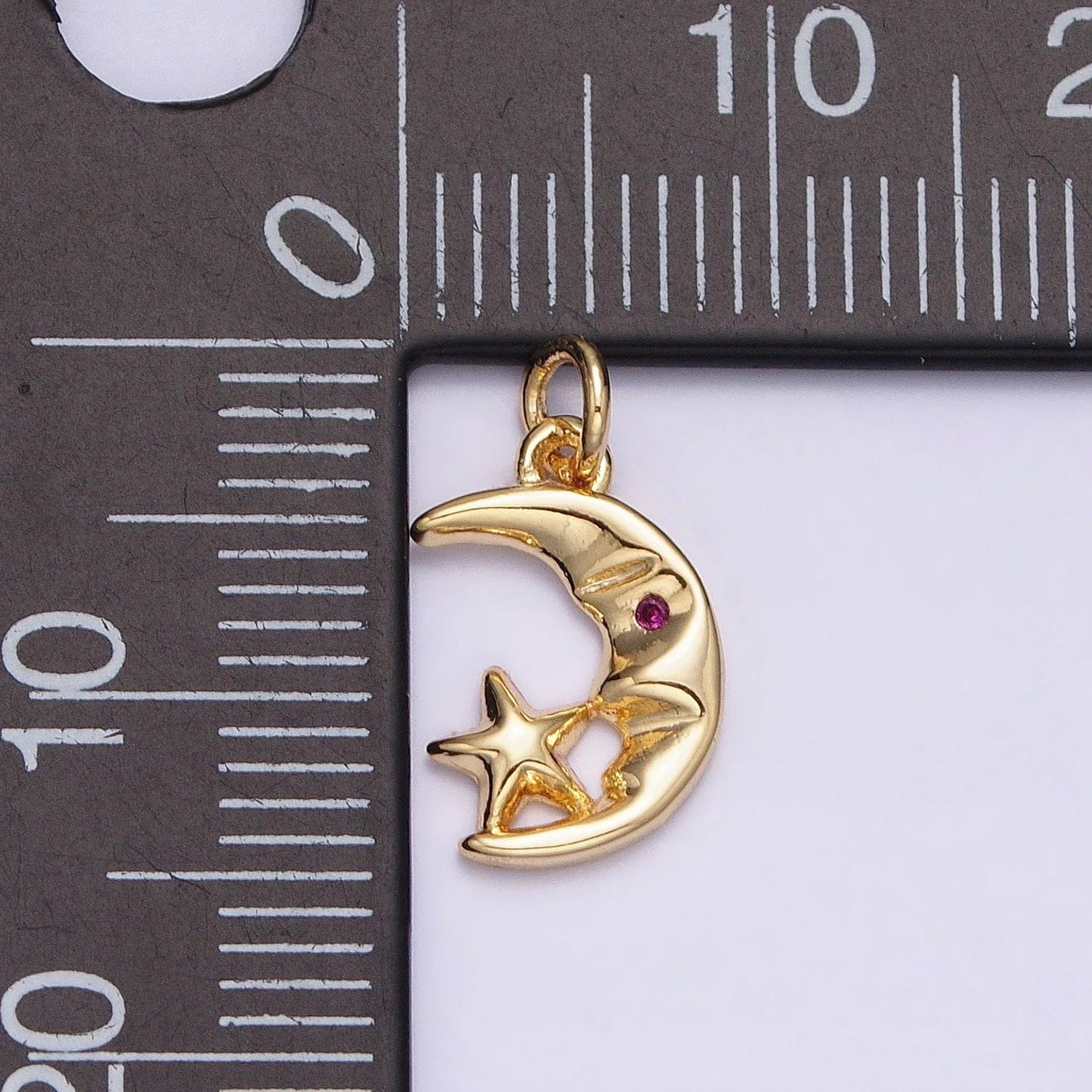 Mini gold crescent moon face pendant moon star charm for bracelet necklace earring component ac1161