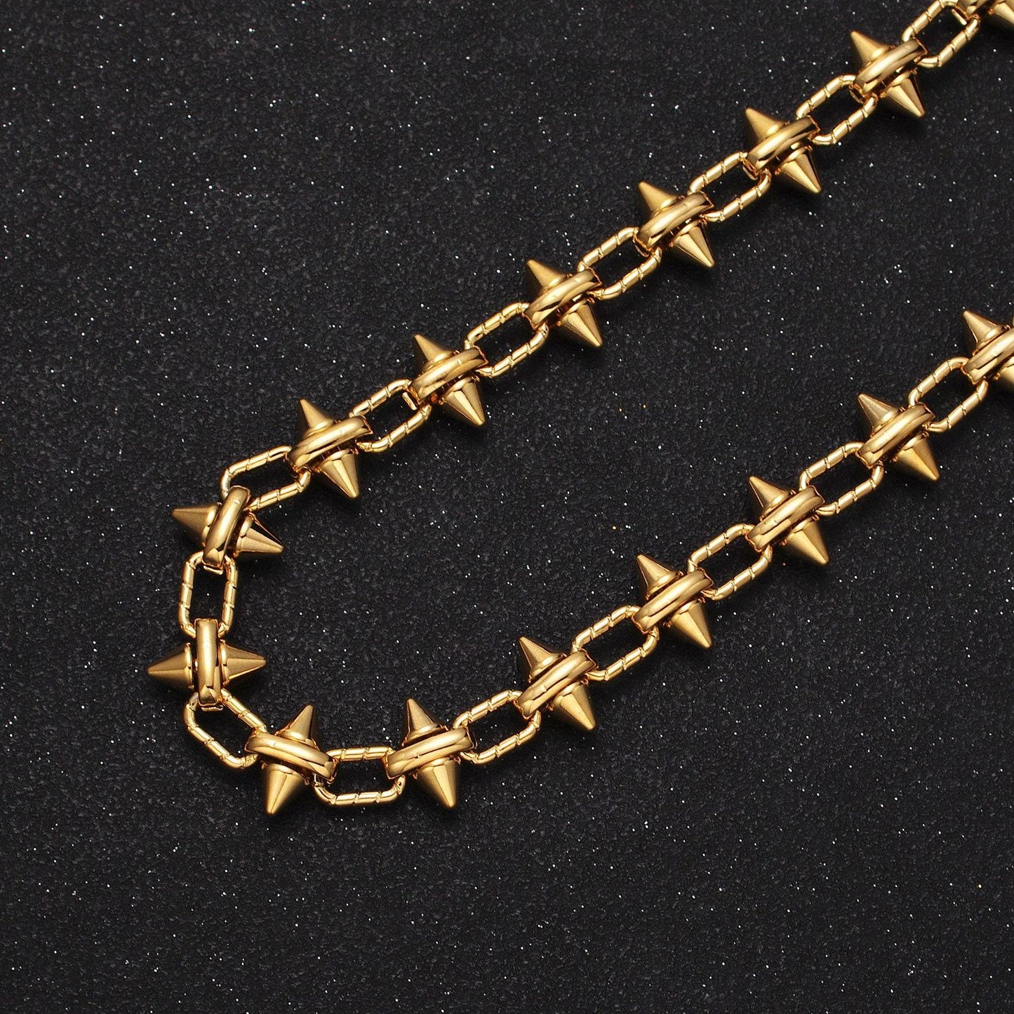 24k gold filled 12.8mm designed bulk chain, spiked link w. paper clip cable unfinished statement chain in gold & silver | roll-996, roll-997