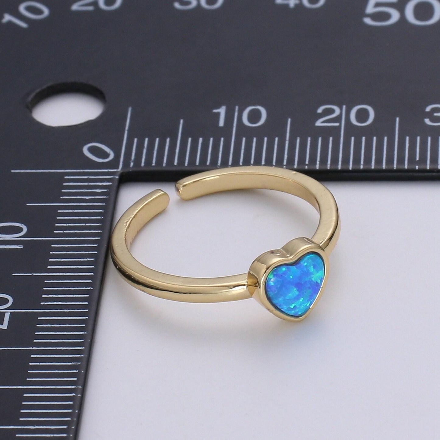 1pc 24k gold opal ring, love opal open adjustable ring, solitaire white opal lab heart design band jewelry ring 400