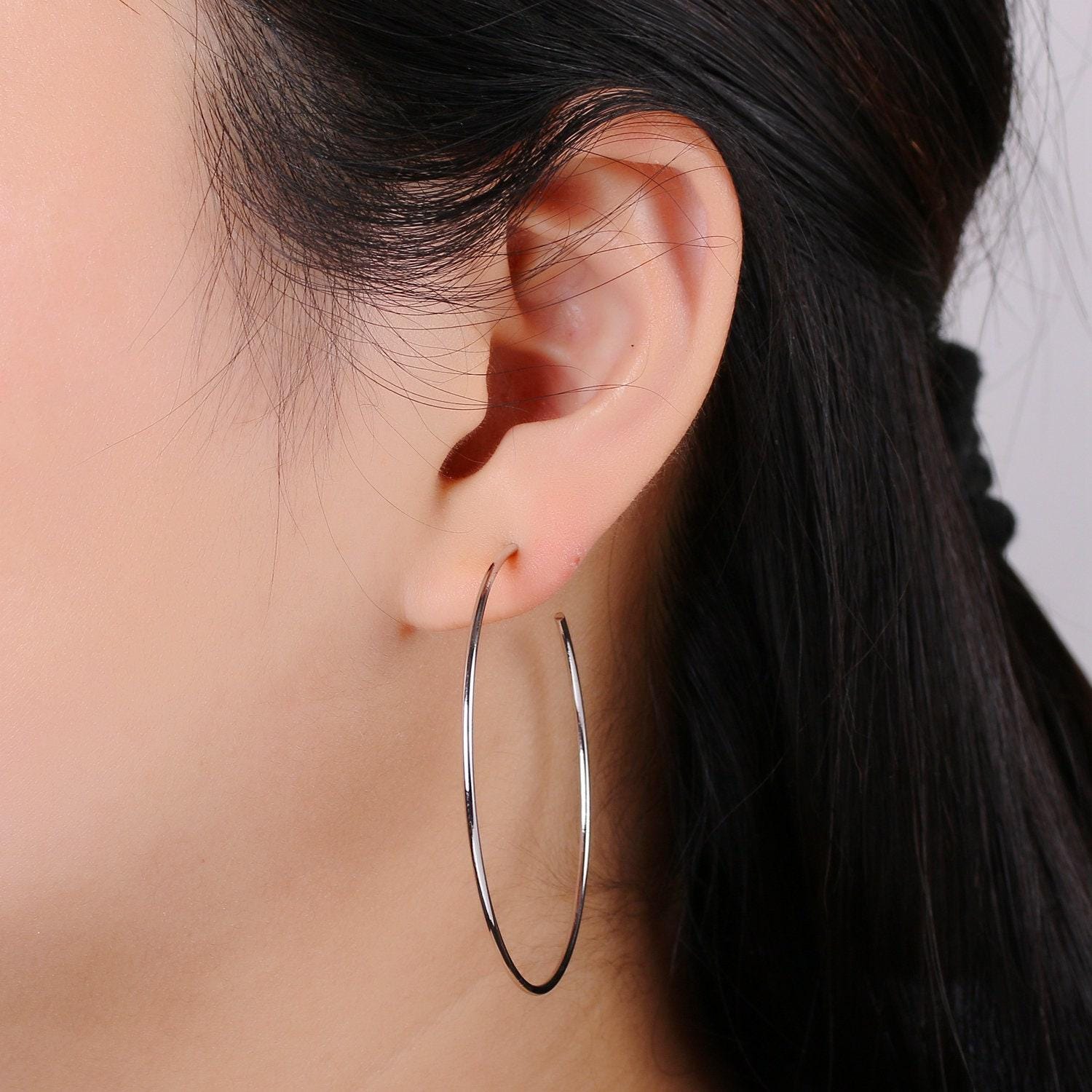50 mm simple light hoops 24k gold, loop gold earrings for diy earring craft supply jewelry making, q-412, q-413