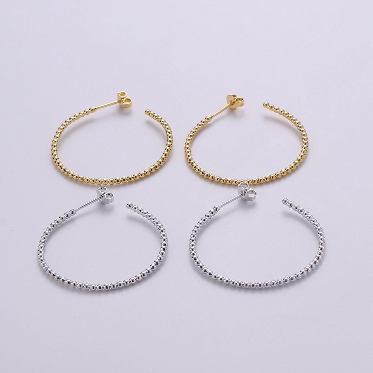 Gold ball hoop earring, beaded hoop earrings, minimalist hoop earrings, gold ball hoop earrings 35mm silver hoop earring