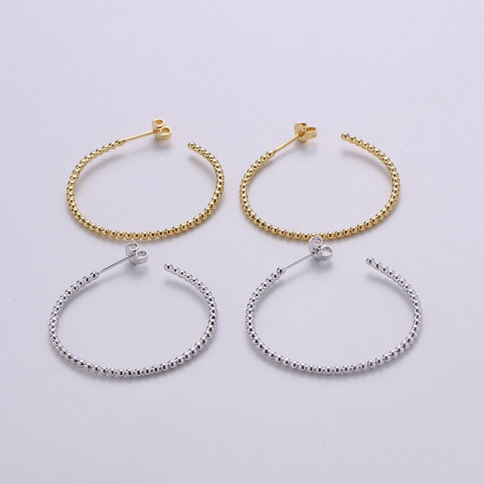 Gold ball hoop earring, beaded hoop earrings, minimalist hoop earrings, gold ball hoop earrings 35mm silver hoop earring