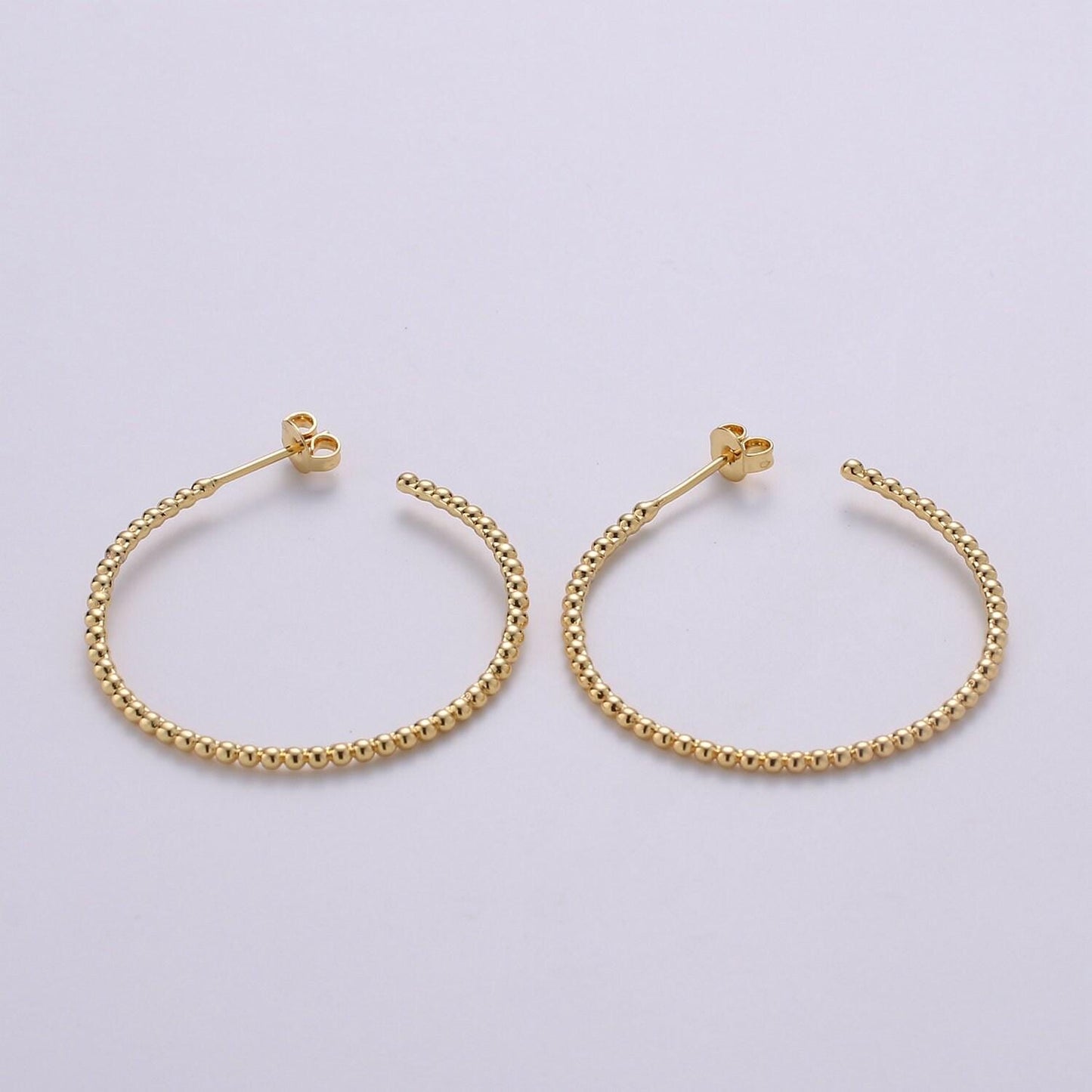 Gold ball hoop earring, beaded hoop earrings, minimalist hoop earrings, gold ball hoop earrings 35mm silver hoop earring