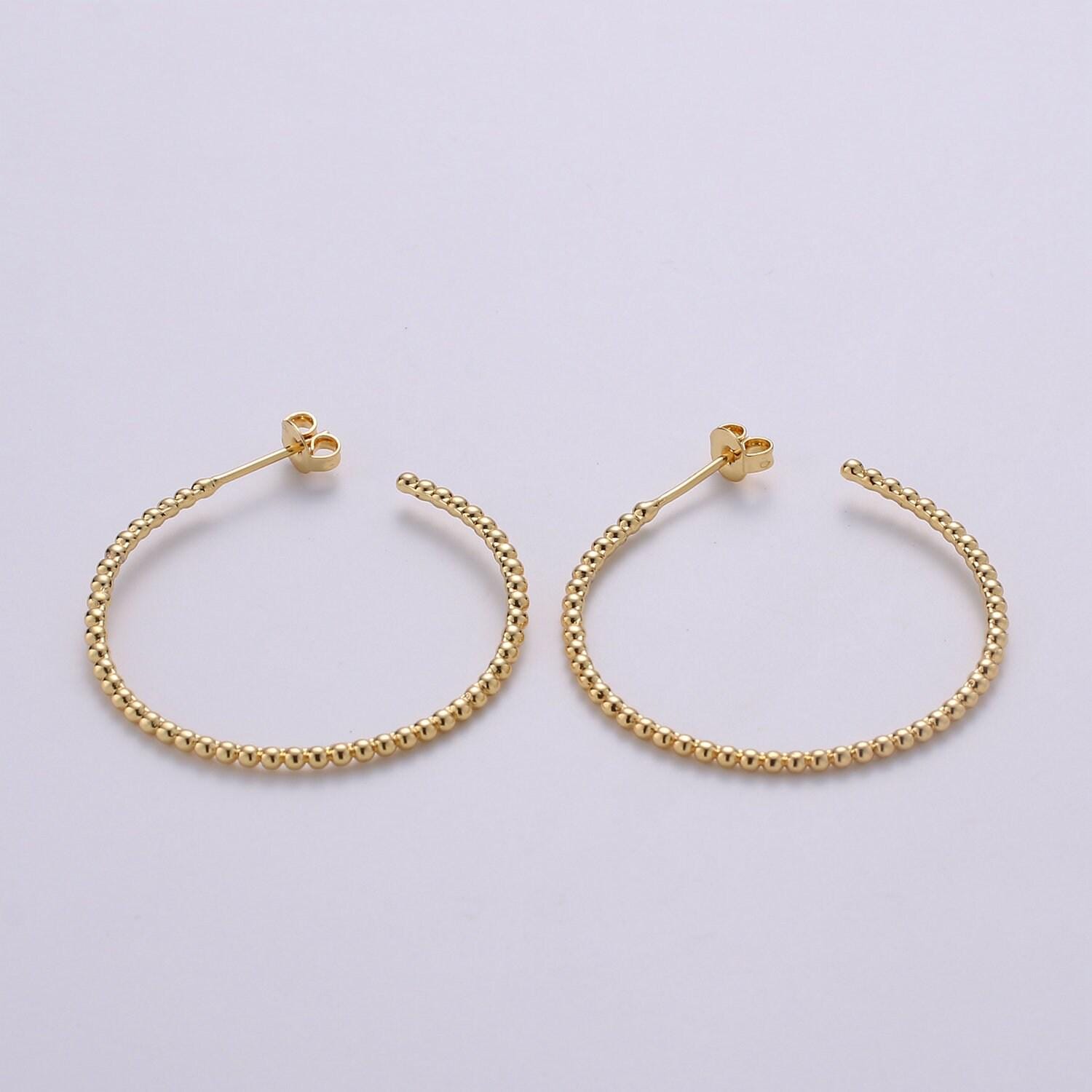 Gold ball hoop earring, beaded hoop earrings, minimalist hoop earrings, gold ball hoop earrings 35mm silver hoop earring