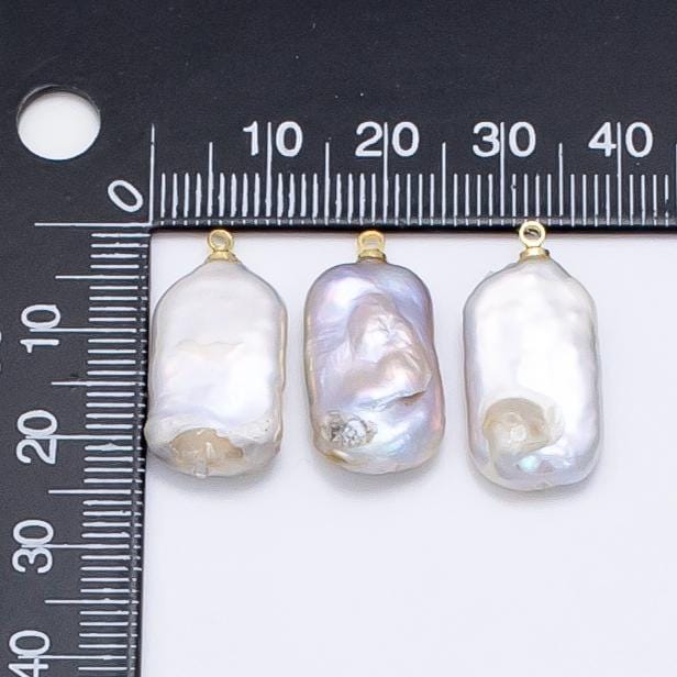 1pc aa pearl approx. 24 x 13mm dainty baroque white rectangle pearl pendant necklace 24k gold filled pendant p1907