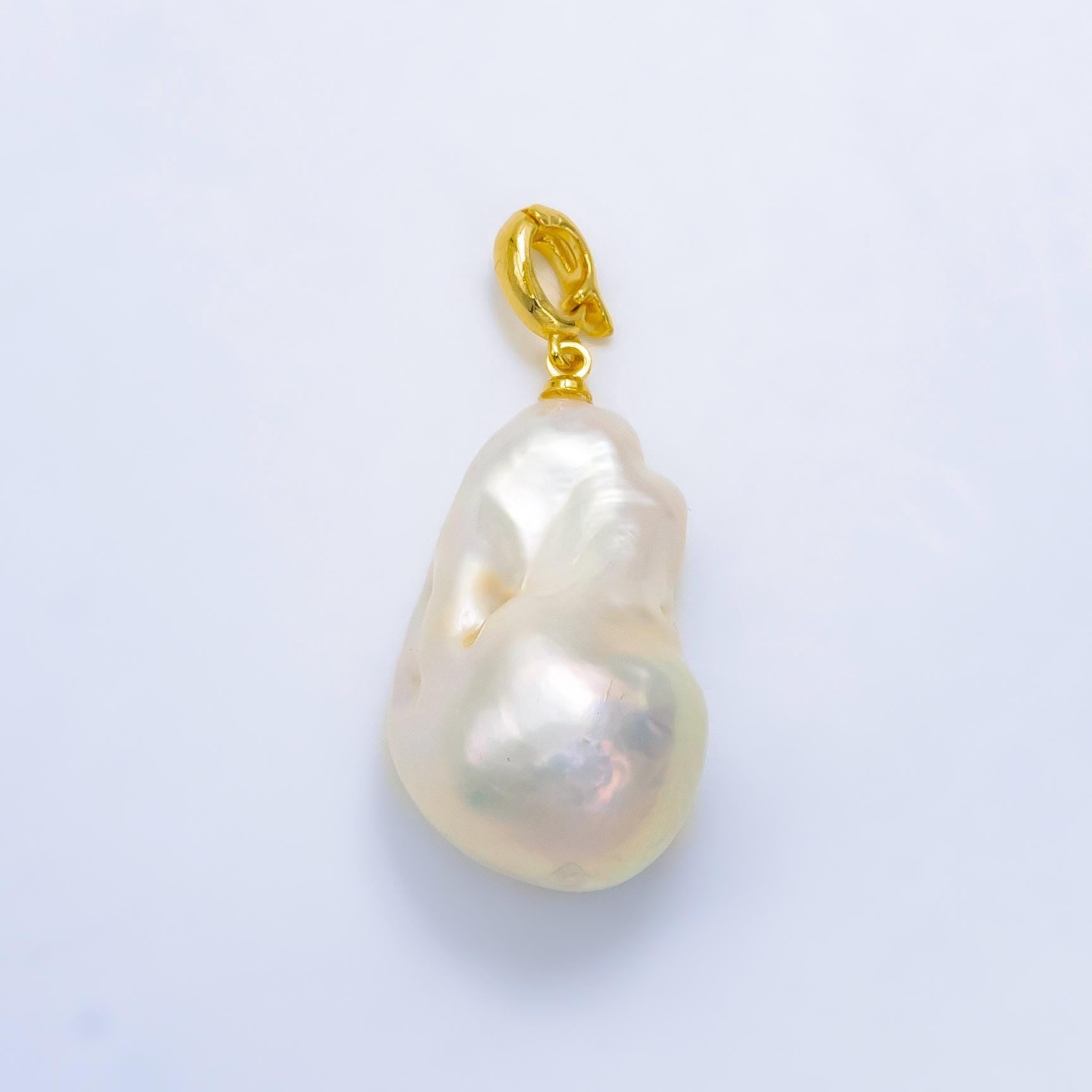 1pc aa pearl approx. 33 x 12mm big white baroque pearl pendant necklace 24k gold filled pendant p1906