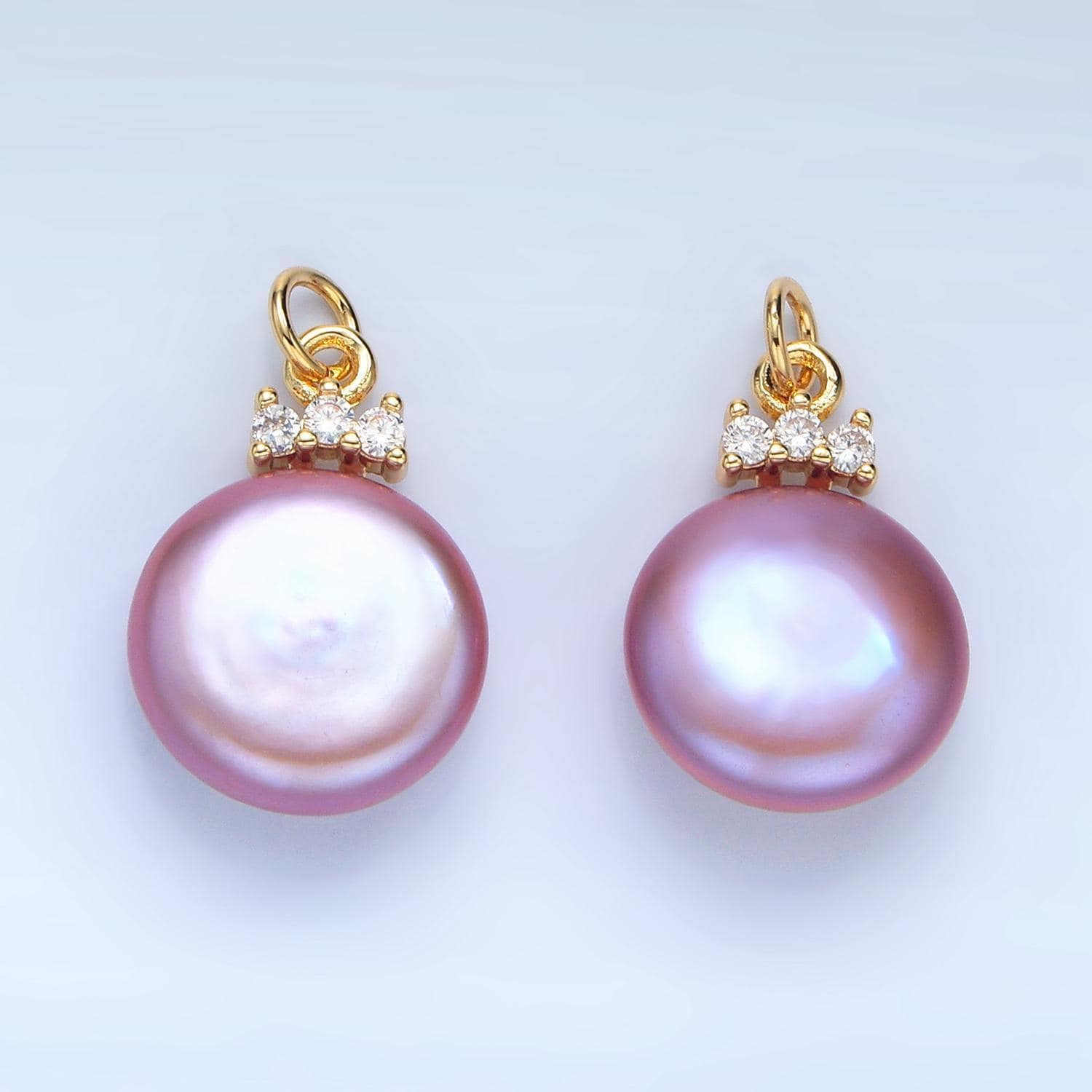 Beautiful mauve pink / purple round button pear pearl charm genuine freshwater mermaid pearls pendant p1905