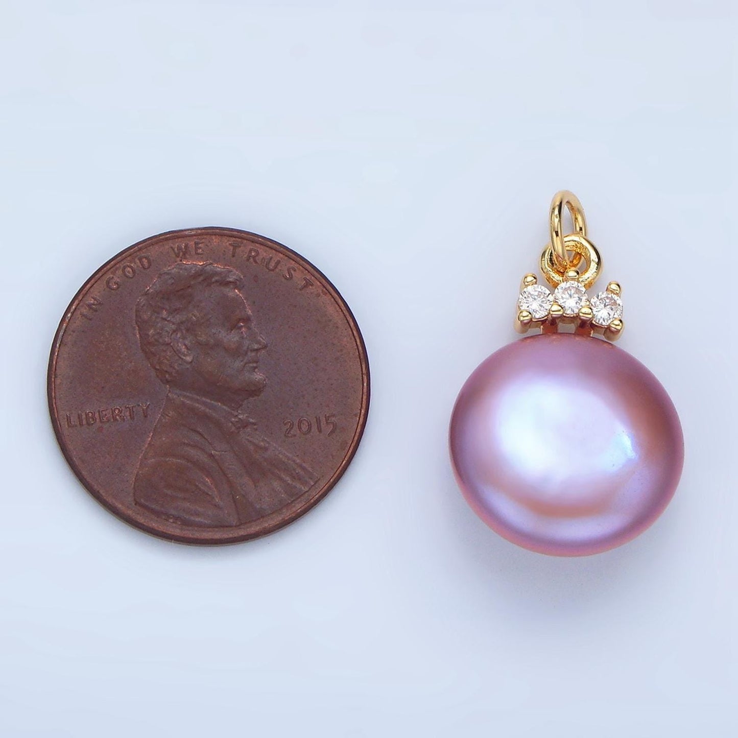 Beautiful mauve pink / purple round button pear pearl charm genuine freshwater mermaid pearls pendant p1905