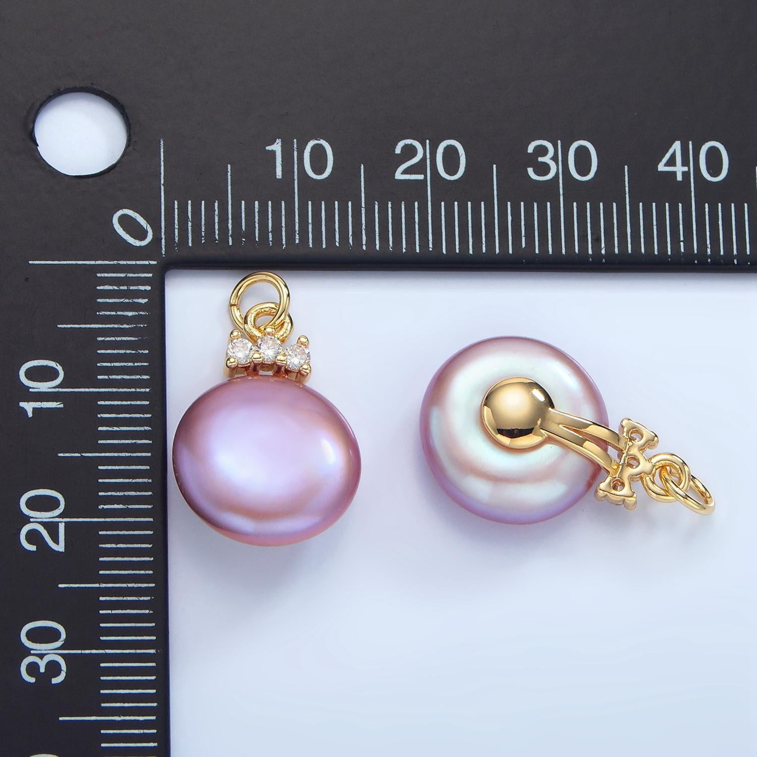 Beautiful mauve pink / purple round button pear pearl charm genuine freshwater mermaid pearls pendant p1905