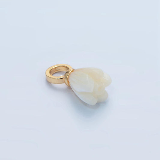 14k gold filled white pearl tulip flower bud drop pendant for minimalist jewelry making supply | p-1878