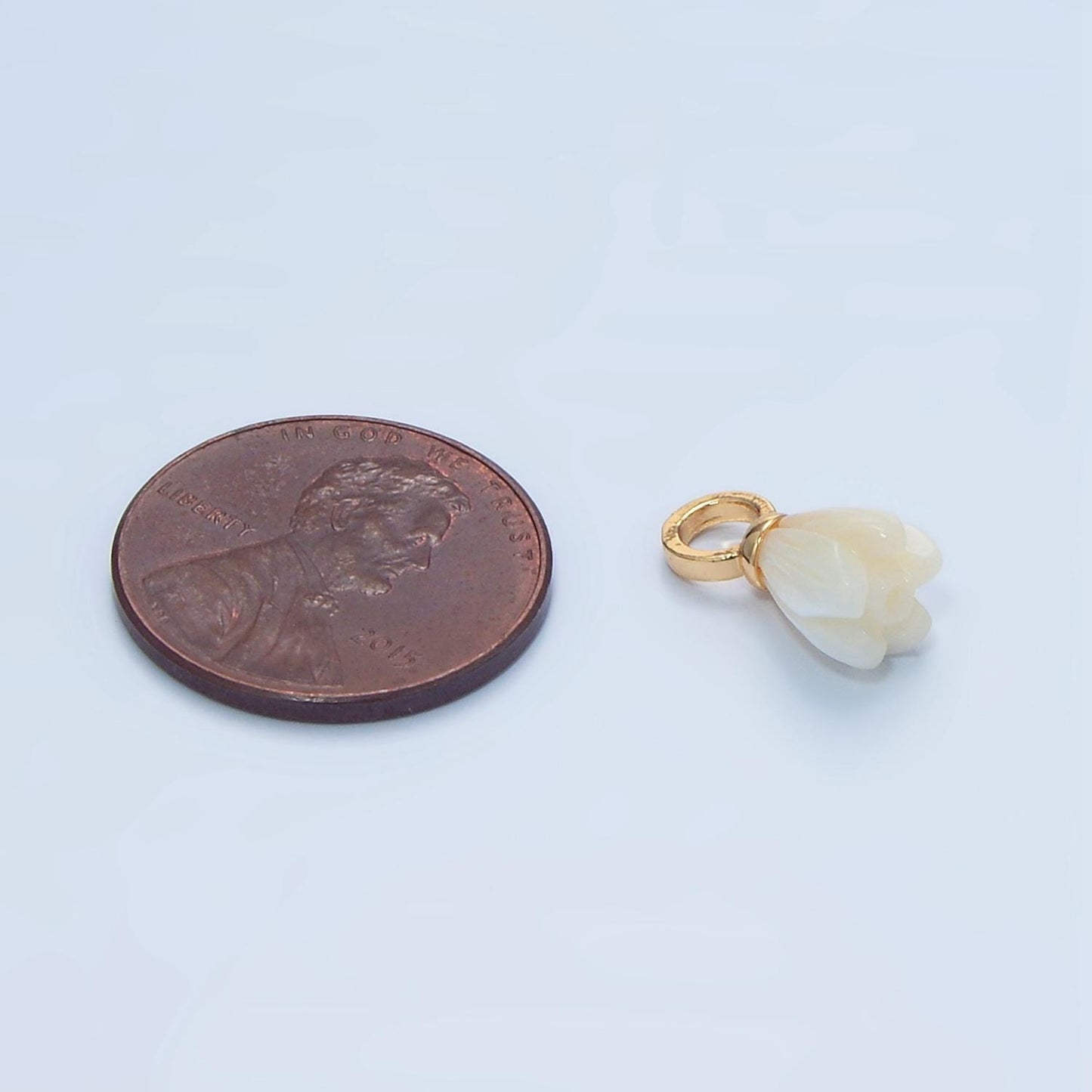 14k gold filled white pearl tulip flower bud drop pendant for minimalist jewelry making supply | p-1878
