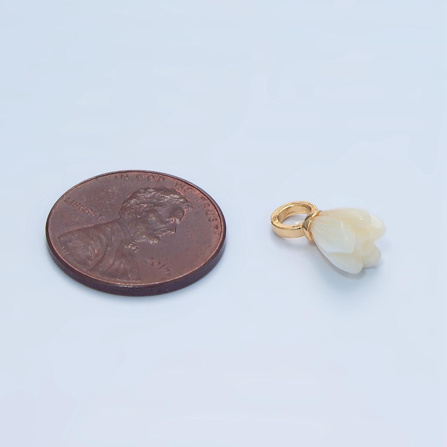 14k gold filled white pearl tulip flower bud drop pendant for minimalist jewelry making supply | p-1878