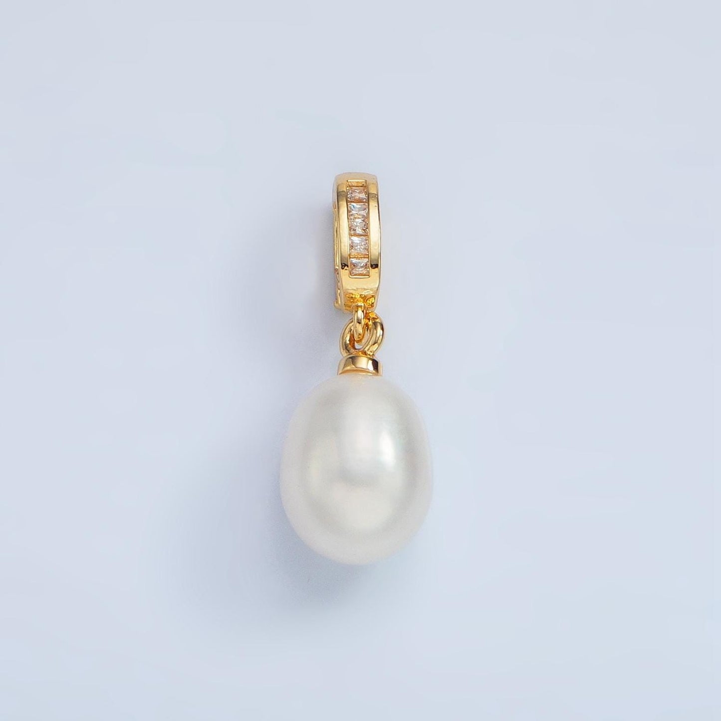 Beautiful white oval pear pearl charm teardrop genuine freshwater wedding pearls pendant with hinged pull clasp charm bail necklace p1873