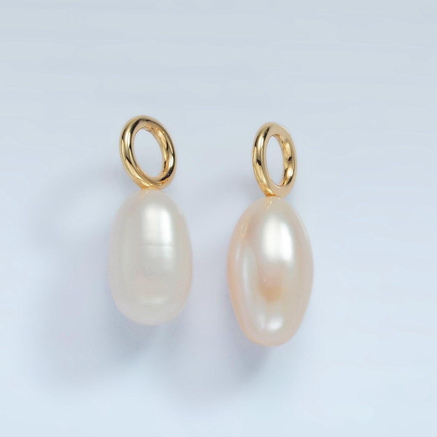 16k gold filled 18mm white freshwater pearl drop pendant | p-1866
