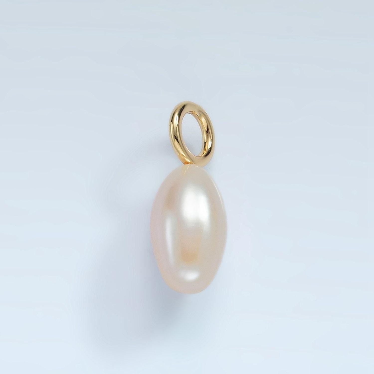 16k gold filled 18mm white freshwater pearl drop pendant | p-1866