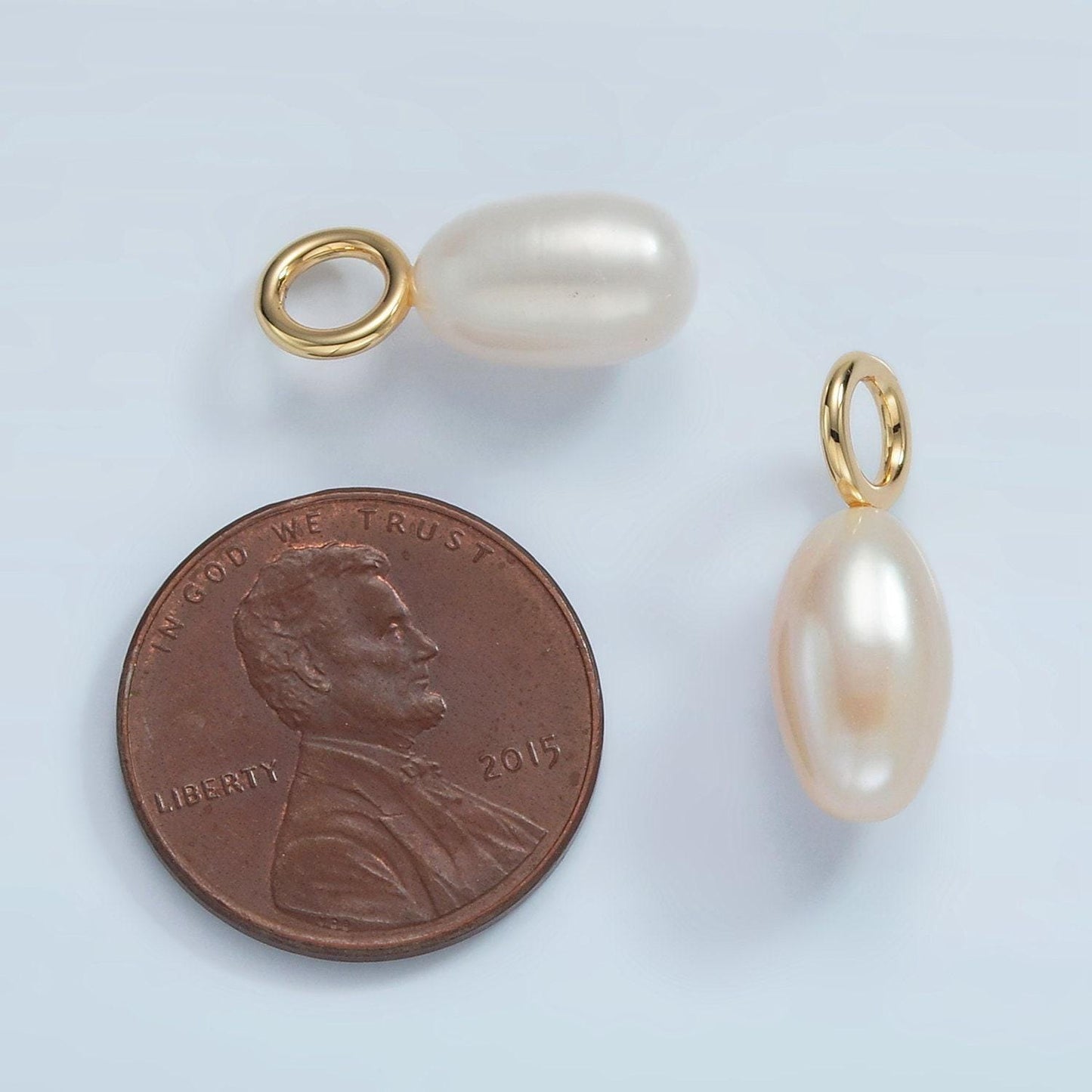 16k gold filled 18mm white freshwater pearl drop pendant | p-1866