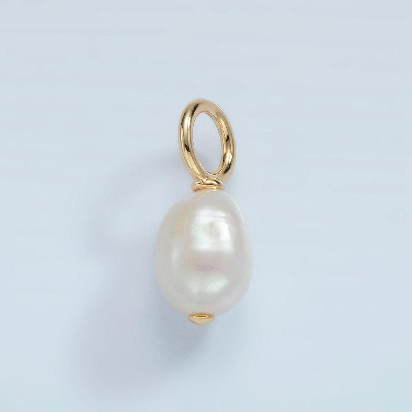 16k gold filled 20mm white freshwater pearl drop pendant | p-1862