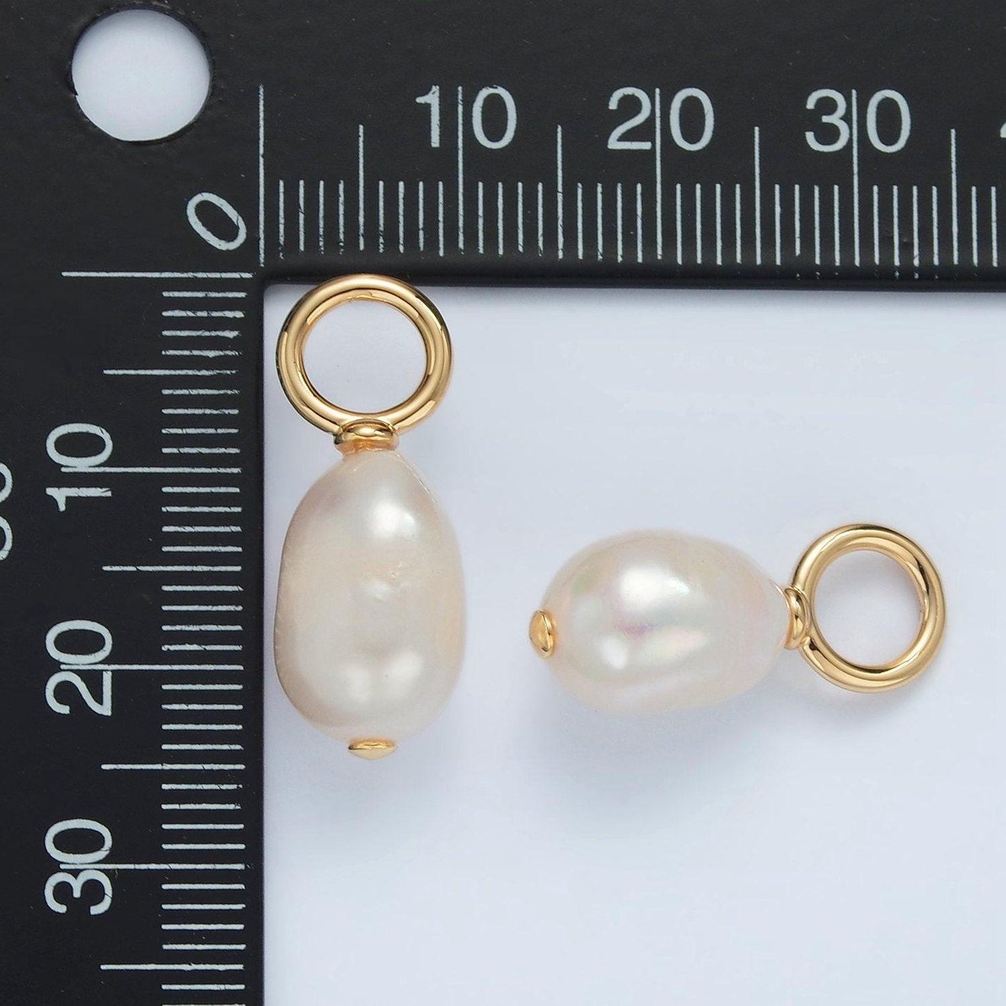 16k gold filled 20mm white freshwater pearl drop pendant | p-1862