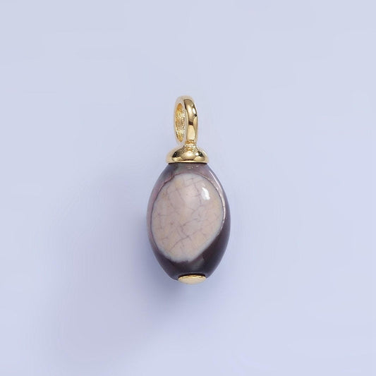 14k gold filled 16mm black tahitian pearl oval drop pendant | p-1768