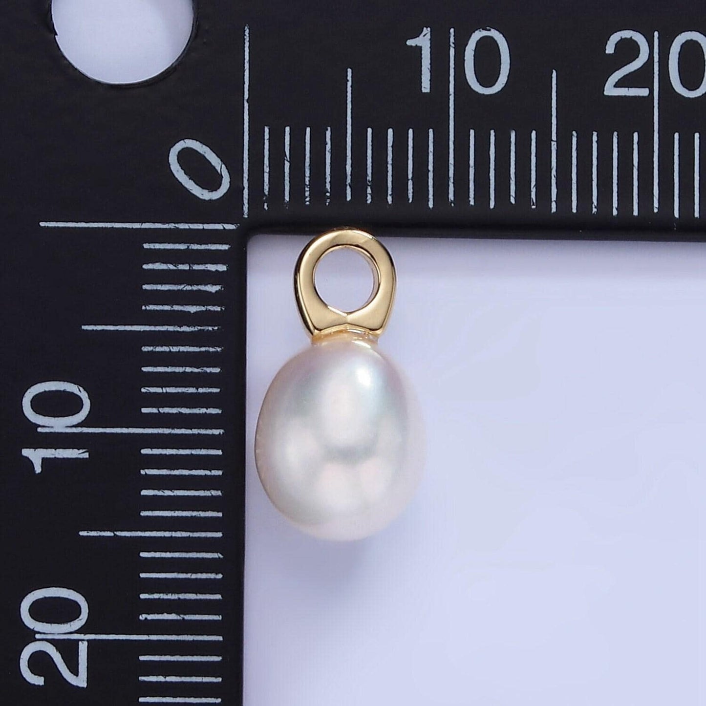 Mini 14k gold filled ringed shell pearl drop pendant wedding jewelry inspired charm necklace earring component | p1745