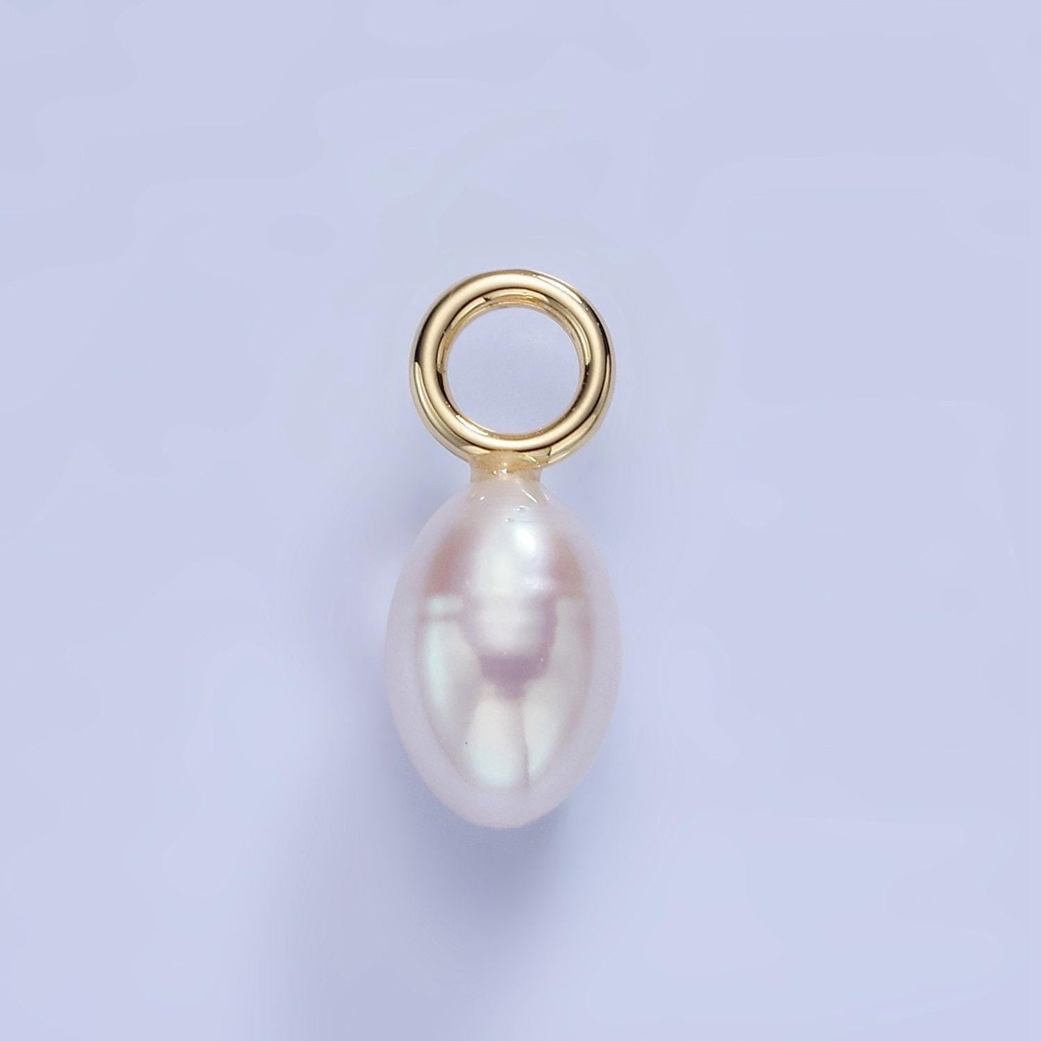 Big hole 14k gold filled 20mm freshwater pearl oval tear drop for wedding minimalist jewelry for necklace earring component | p1744