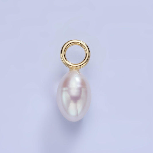 Big hole 14k gold filled 20mm freshwater pearl oval tear drop for wedding minimalist jewelry for necklace earring component | p1744