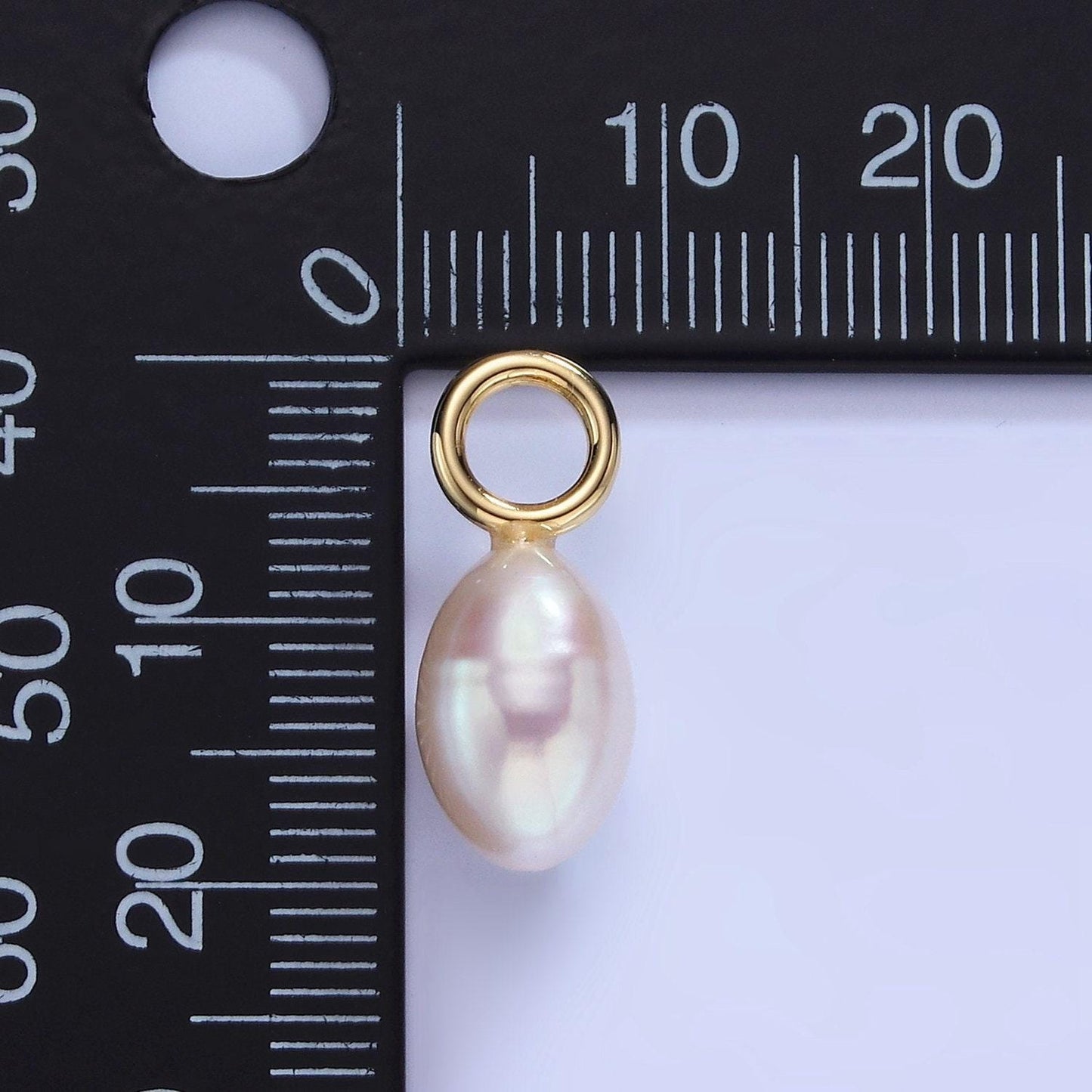 Big hole 14k gold filled 20mm freshwater pearl oval tear drop for wedding minimalist jewelry for necklace earring component | p1744