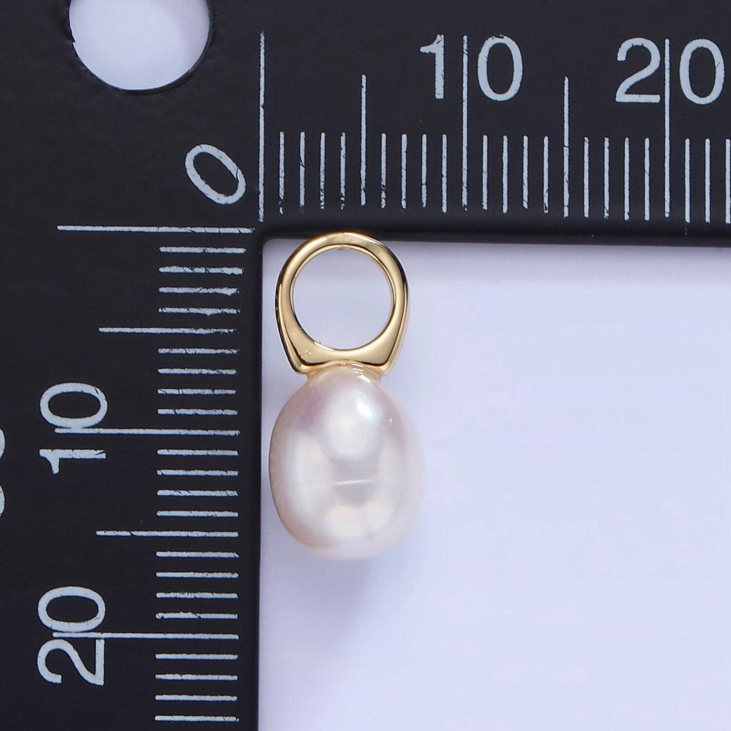 14k gold filled ringed shell pearl drop pendant wedding jewelry inspired charm necklace earring component | p1743