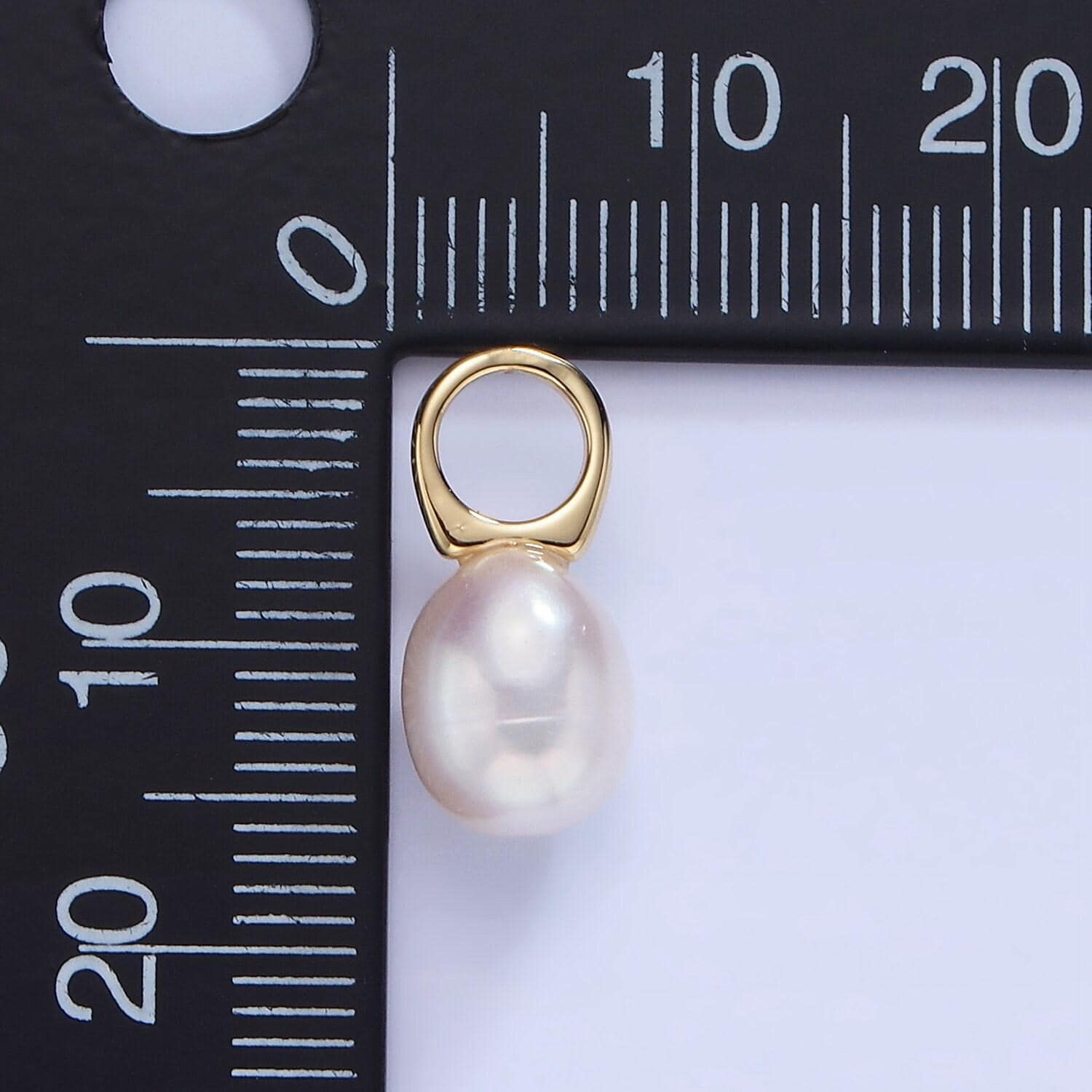 14k gold filled ringed shell pearl drop pendant wedding jewelry inspired charm necklace earring component | p1743