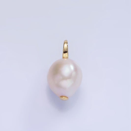 14k gold filled 16mm baroque freshwater pearl drop pendant | p-1728
