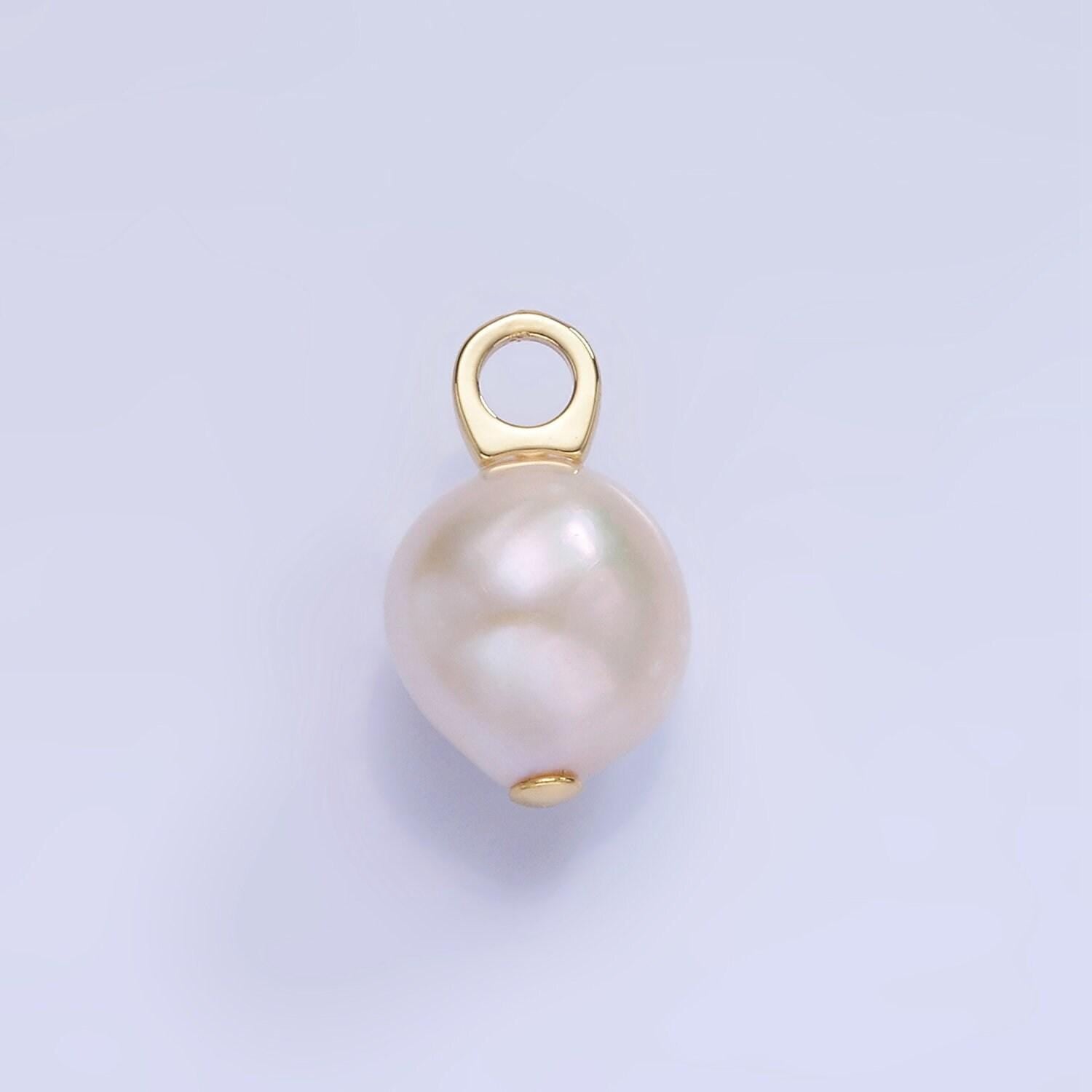 14k gold filled 16mm baroque freshwater pearl drop pendant | p-1728