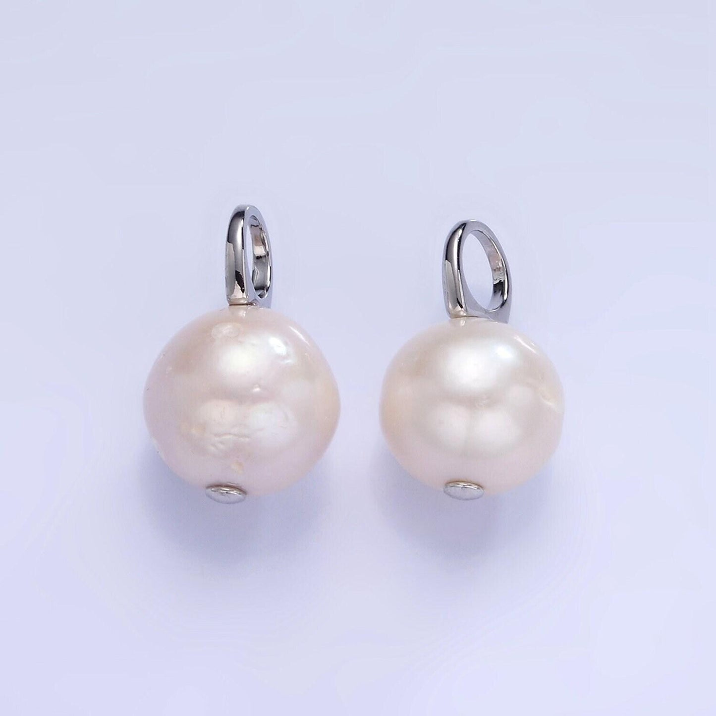 Silver natural pearl charms drop pendant approx 11mm natural freshwater pearl for bracelet necklace earring component p-1714