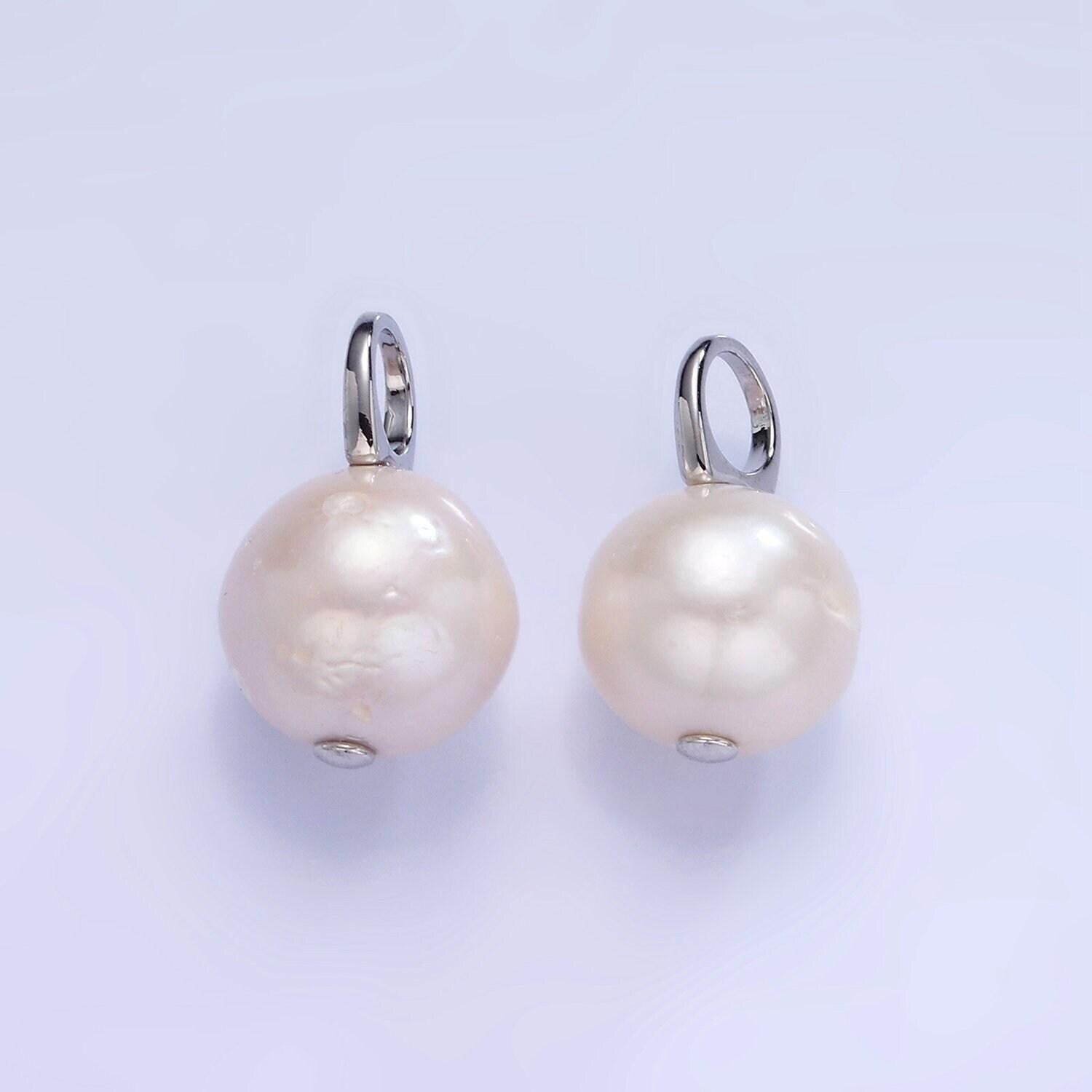 Silver natural pearl charms drop pendant approx 11mm natural freshwater pearl for bracelet necklace earring component p-1714