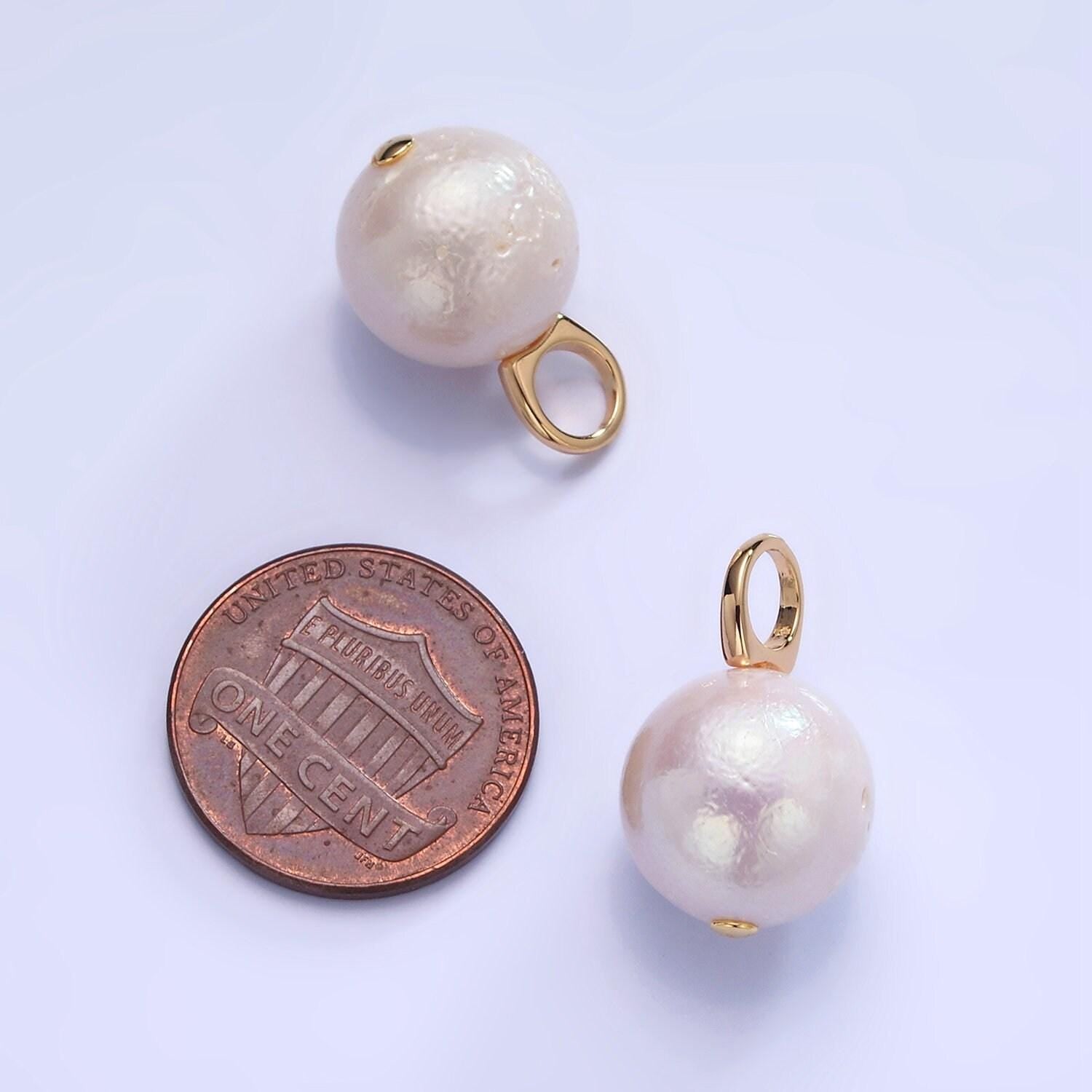 Gold filled natural pearl charms drop pendant approx 12.5mm natural freshwater pearl for bracelet necklace earring component p-1713
