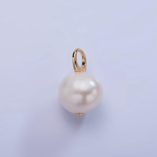14k gold filled fresh water pearl charm 13mm potato pearl pendant | p-1711
