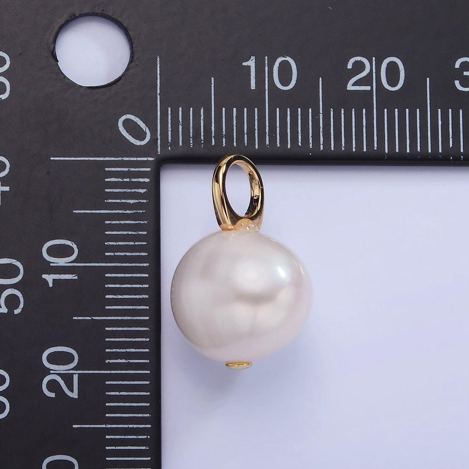 14k gold filled fresh water pearl charm 13mm potato pearl pendant | p-1711
