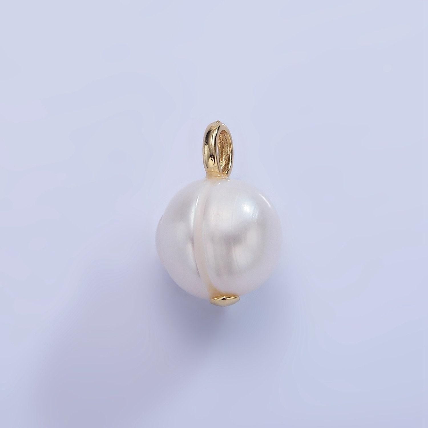 Gold filled natural pearl charms drop pendant approx 9mm natural freshwater pearl for bracelet necklace earring component p-1707