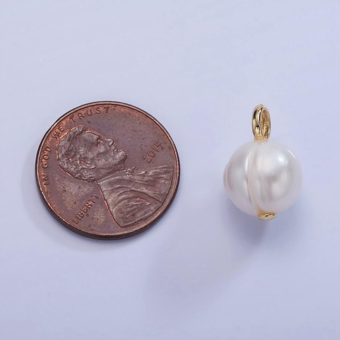 Gold filled natural pearl charms drop pendant approx 9mm natural freshwater pearl for bracelet necklace earring component p-1707