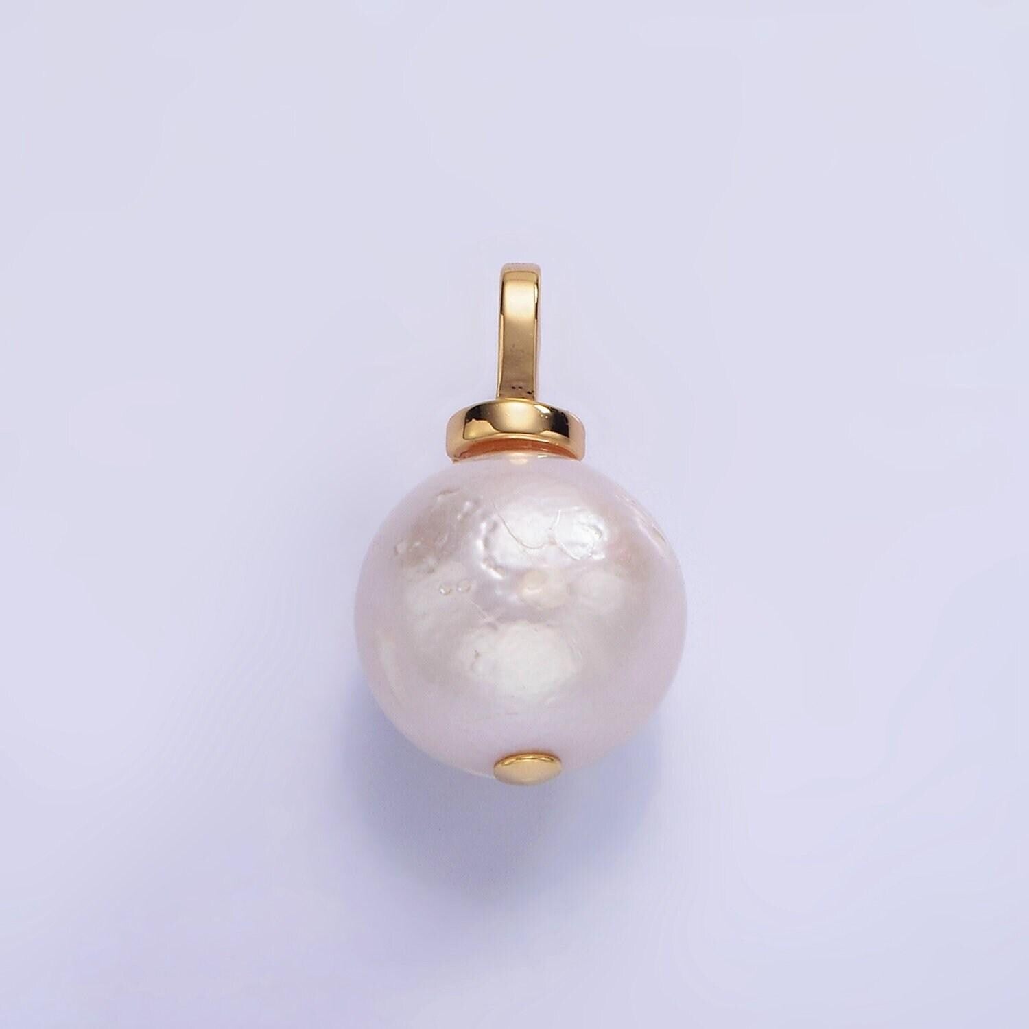 Dainty shell pearl bail with cz front | p-1693